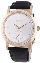 Hugo Boss Silver Dial Rose Gold-tone Black Leather 1512776