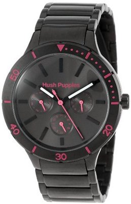 Hush Puppies HP.7101L.1528 Freestyle Black Ion-Plated Coated Stainless Steel 24-Hour Day Date