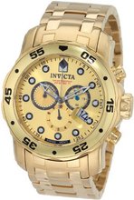 Invicta 0074 Pro Diver Chronograph 18k Gold Plated Stainless Steel