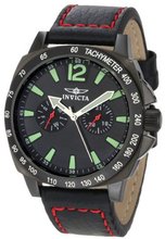 Invicta 0857 II Collection Stainless Steel and Black Leather