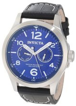 Invicta 10490 Specialty Military Stainless Steel with Black Leather Strap