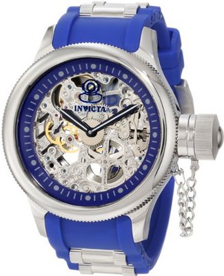 Invicta 1089 Russian Diver Stainless Steel and Blue Polyurethane Mechanical with Skeleton Window