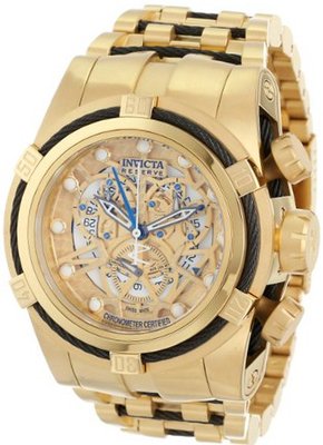 Invicta 12903 Bolt Reserve Chronograph Gold Tone Dial 18k Gold Ion-Plated Stainless Steel