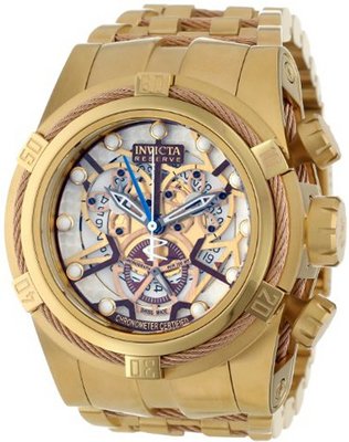 Invicta 13756 Bolt Reserve Chronograph Rose Gold Tone and Beige Dial 18k Gold Ion-Plated Stainless Steel