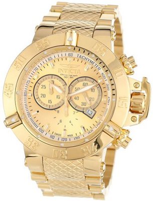 Invicta 14500 Subaqua Noma III Chronograph Gold Dial 18k Gold Ion-Plated Stainless Steel