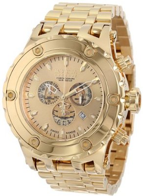 Invicta 14506 Subaqua Reserve Chronograph Gold Dial 18k Gold Ion-Plated Stainless Steel