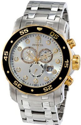 Invicta Pro Diver Scuba Swiss Chronograph Silver Dial Stainless Steel Bracelet 80040