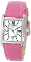 Isaac Mizrahi IMN04P Pink Steel Tank Polished Case Roman Numeral Dial Pink Leather Strap