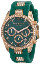 Isaac Mizrahi IMN15RE Gold Tone Crystal Case Crystal Accented Emerald Silicone Strap