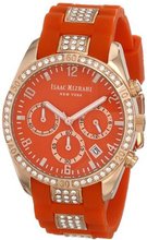Isaac Mizrahi IMN15RO Gold Tone Crystal Case Crystal Accented Orange Silicone Strap