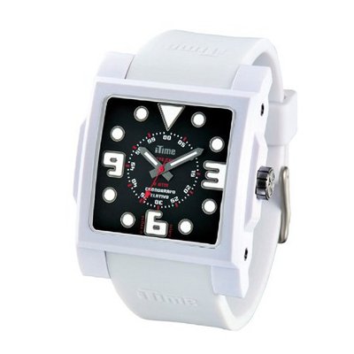 iTime Unisex Quartz with Black Dial Analogue Display and White Silicone Strap MC4303-MC01B