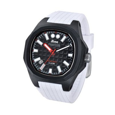 iTime Unisex Quartz with Black Dial Analogue Display and White Silicone Strap PH4901-PHP3