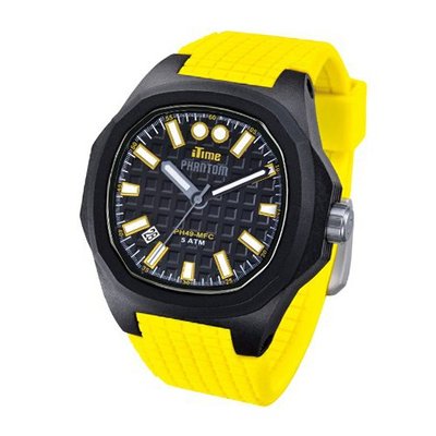 iTime Unisex Quartz with Black Dial Analogue Display and Yellow Silicone Strap PH4901-PHN1