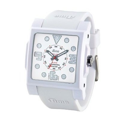 iTime Unisex Quartz with White Dial Analogue Display and White Silicone Strap MC4300-D-MC01