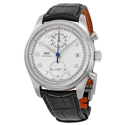 IWC Portuguese Chronograph Classic Silver Dial Leather Strap Automatic IW390403