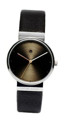 Jacob Jensen Dimension Series Quartz with Brown Dial Analogue Display and Black Leather Strap 853