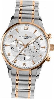 Jacques Lemans Liverpool 1-1654P 40mm Rose Gold Tone Case Leather Mineral