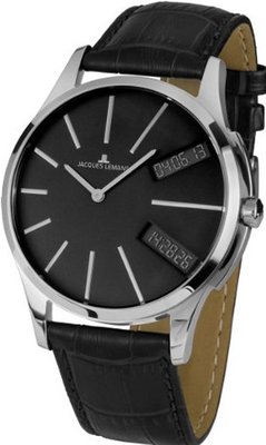 Jacques Lemans London 1-1788A 46mm Stainless Steel Case Leather Mineral
