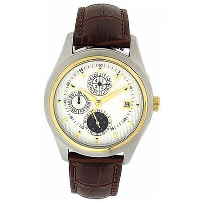 Jakob Strauss Gents Mechanical Day Date Month Moon Brown Leather Strap