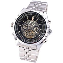 Mudder Luxry Rotating Dial Skeleton Self-Wind Up Auto Mechanical - Black