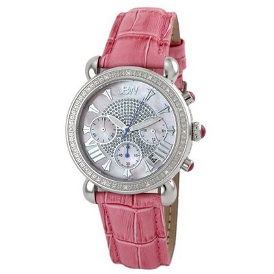 JBW JB-6210L-E "Victory" Pink Pearl Stainless Steel Pink Leather Diamond