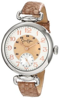 Jessica Simpson JS014D Round Case Analog Leather Strap and Multi-Layer Dial