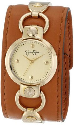 Jessica Simpson JS027D Round Integrated Case Analog Leather Cuff
