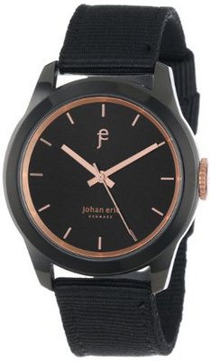 Johan Eric JE1400-13-007.16 Naestved Young Sporty Black Ion-Plated Coated Stainless Steel Canvas Strap