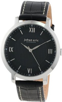Johan Eric JE1700-04-007 Koge Round Stainless Steel Black Genuine Leather