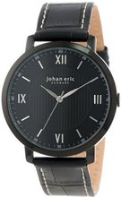 Johan Eric JE1700-13-007 Koge Round Stainless Steel Black Genuine Leather