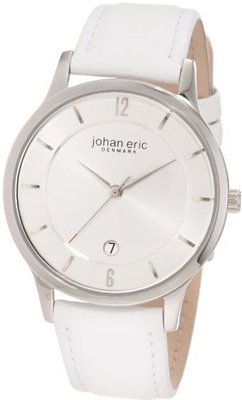 Johan Eric JE2001-04-001 Hobro Silver Dial White Leather