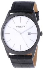 Johan Eric JE8000-13-001 Viborg Black Ion-Plated Coated Stainless Steel Silver Sunray Dial Date