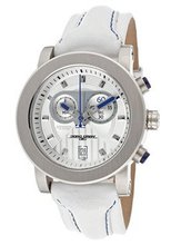 Chronograph Silver Dial White Genuine Leather