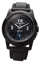 Jorg Gray 9400 Date - Black Steel Case - Leather Strap - Blue Accent