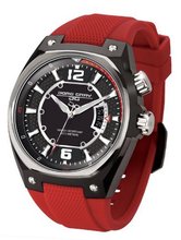 Jorg Gray JG8300-12 Black and Red Silicone Strap