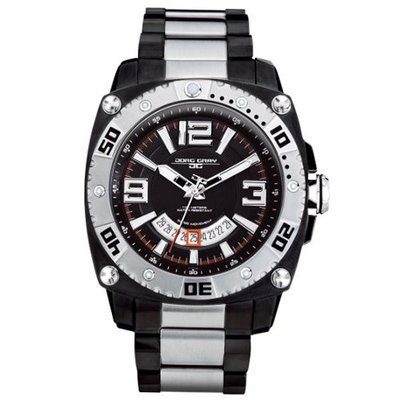 Jorg Gray Solid Stainless Steel Bracelet Black Dial #JG9800-23