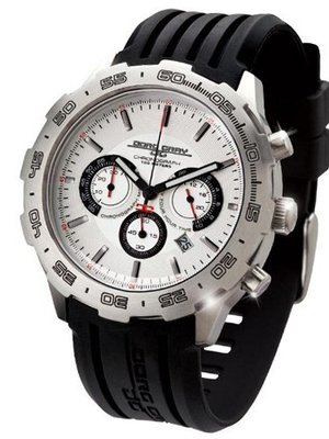 Jorg Gray Stainless Chronograph - Silver Dial - Rubber Strap - JG1600-15