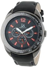 Joshua & Sons JS-45-GY Multi-Function Tachymeter Leather Strap