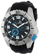 Joshua & Sons JS53BU Multi-Function Black and Blue Silicone Strap