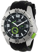 Joshua & Sons JS53GN Multi-Function Black and Green Silicone Strap