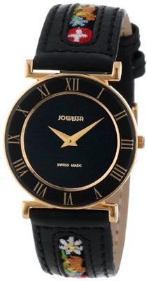 Jowissa J2.037.M Roma Ethno Gold PVD Stainless-Steel Black Leather
