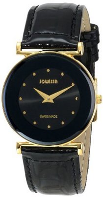 Jowissa J3.021.M Elegance 30 mm Gold PVD Black Dial Leather