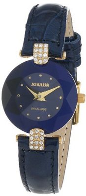 Jowissa J5.011.S Facet Strass Gold PVD Dimensional Glass Blue Leather Rhinestone