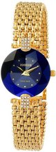 Jowissa J5.012.S Facet Strass Gold PVD Dimensional Glass Blue Dial Rhinestone