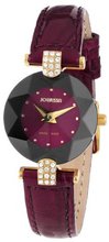 Jowissa J5.013.S Facet Strass Gold PVD Dimensional Glass Maroon Leather Rhinestone