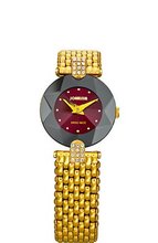 Jowissa J5.014.S Facet Strass Gold PVD Dimensional Glass Maroon Dial Rhinestone