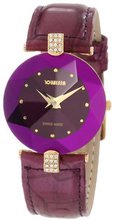Jowissa J5.015.M Facet Strass Gold PVD Dimensional Glass Purple Leather Rhinestone