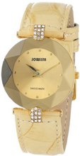 Jowissa J5.187.M Facet Strass Gold PVD Stainless Steel Beige Leather Band Crystal