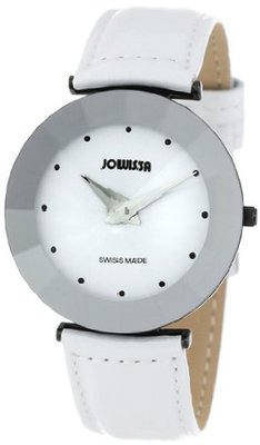 Jowissa J5.321.XL Pyramid Black Ion-Plated Stainless Steel White Genuine Leather