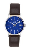Joy Quartz with Blue Dial Analogue Display and Brown Leather Strap JW623